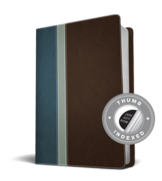 Photo of the NLT LeatherLike, Indexed, Twilight Blue/Brown, TuTone Bible - ISBN: 978-1-4964-1669-8